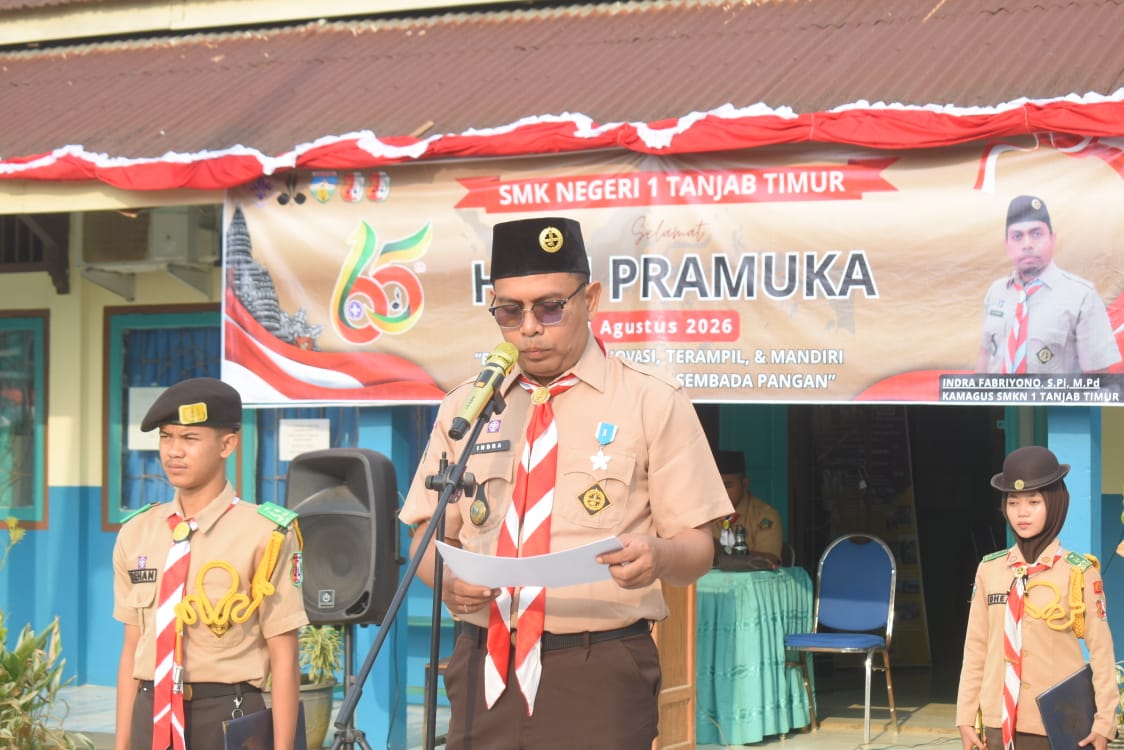 Upacara Pramuka SMK Negeri 1 Tanjung Jabung Timur Angkat Semangat Berkarya dan Berinovasi untuk Dukung Swasembada Pangan